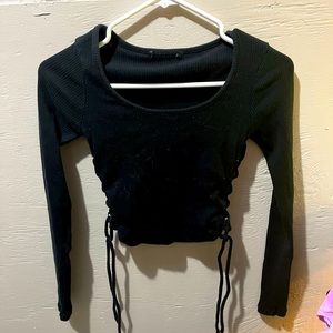 Forever 21 Black Laceup Crop Top